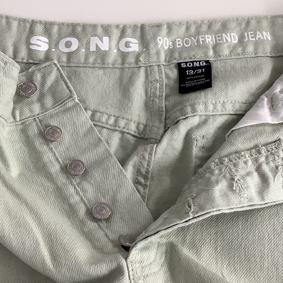 S.O.N.G. 90s Boyfriend Jean light green Size 13 New With Tags - Picture 2 of 8